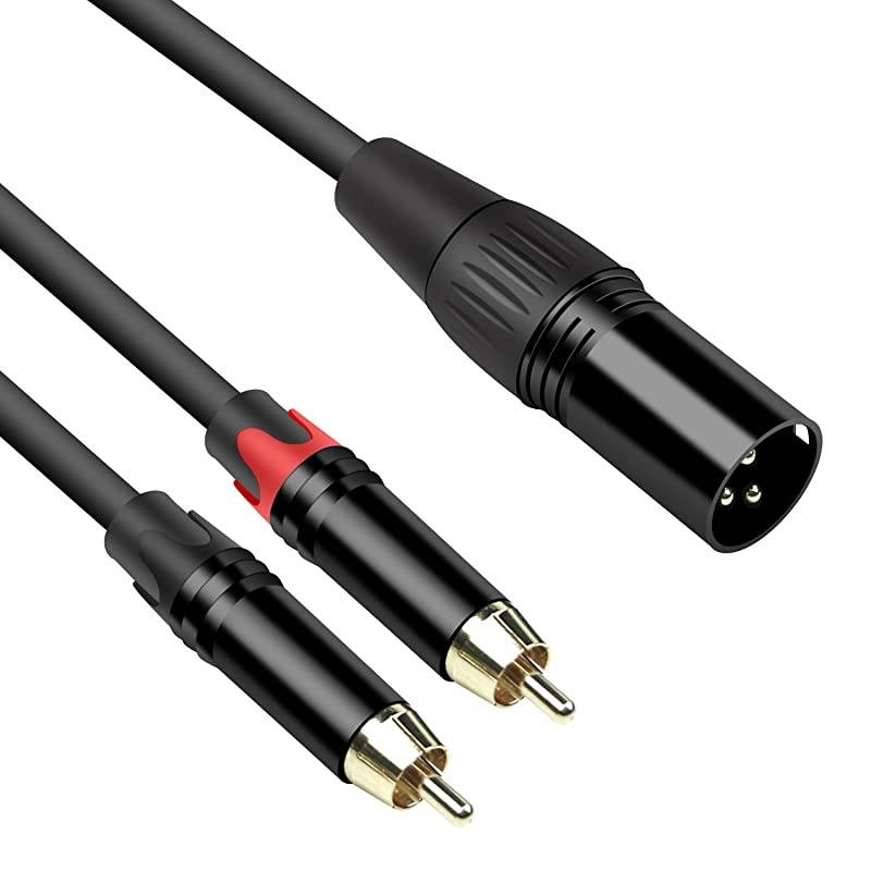 Dual RCA to XLR Male Cable Unbalanced XLR Y Splitter Patch Cable 2 Phono Plug to 1 XLR YCable Interconnect Duplicator Lead Cable Heavy Duty Baking Paint 6 feet