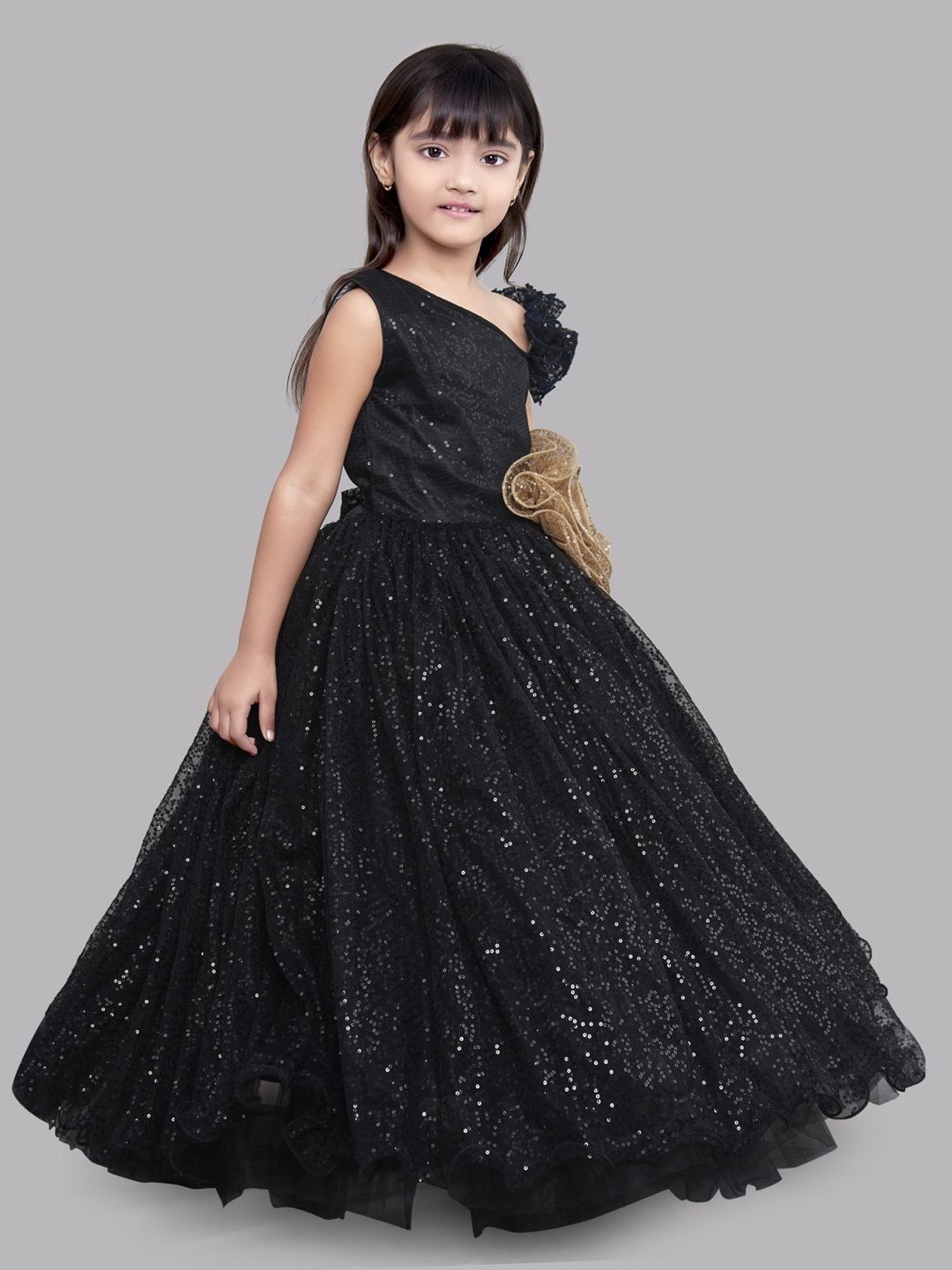 Pink Chick Kids Black Sequence Gown