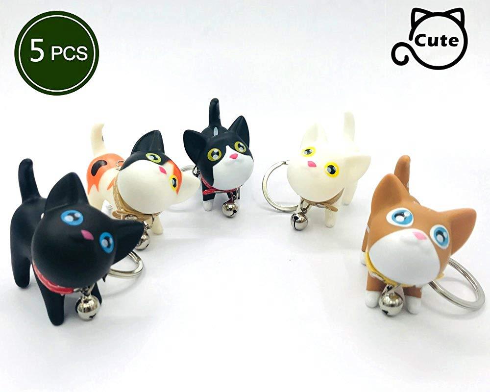 Cat Keychain, Cute Kitty Collar Bell Keyring For Handbag Child Lover Gift