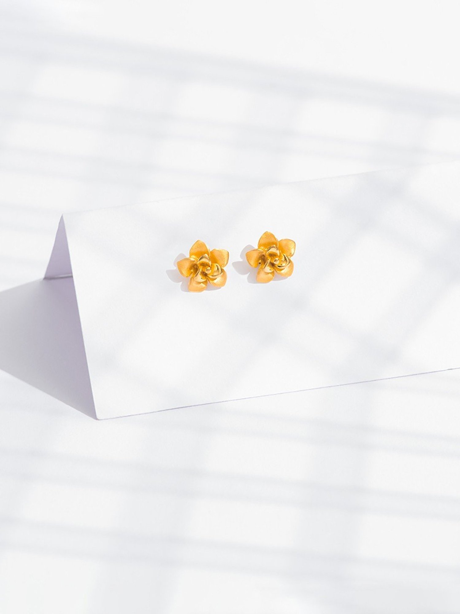 P.N.Gadgil Jewellers 22k Yellow Gold Opulen Bloom Stud Earrings
