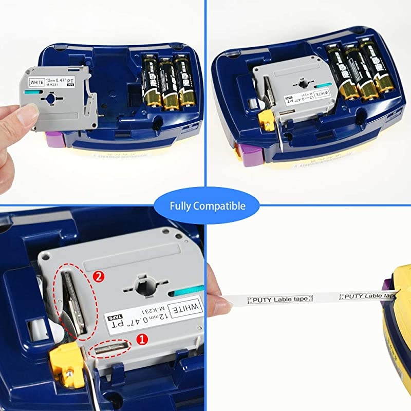 Compatible Label Tape Replacement for Brother Touch M Tape MK231 M-K231 M-231 Work with Brother Ptouch PT-M95 PT-90 PT-70 PT-65 PT-70SR 1/2 Inch x 26.2 Feet(12mm x 8m), Black on White, 4-Pack