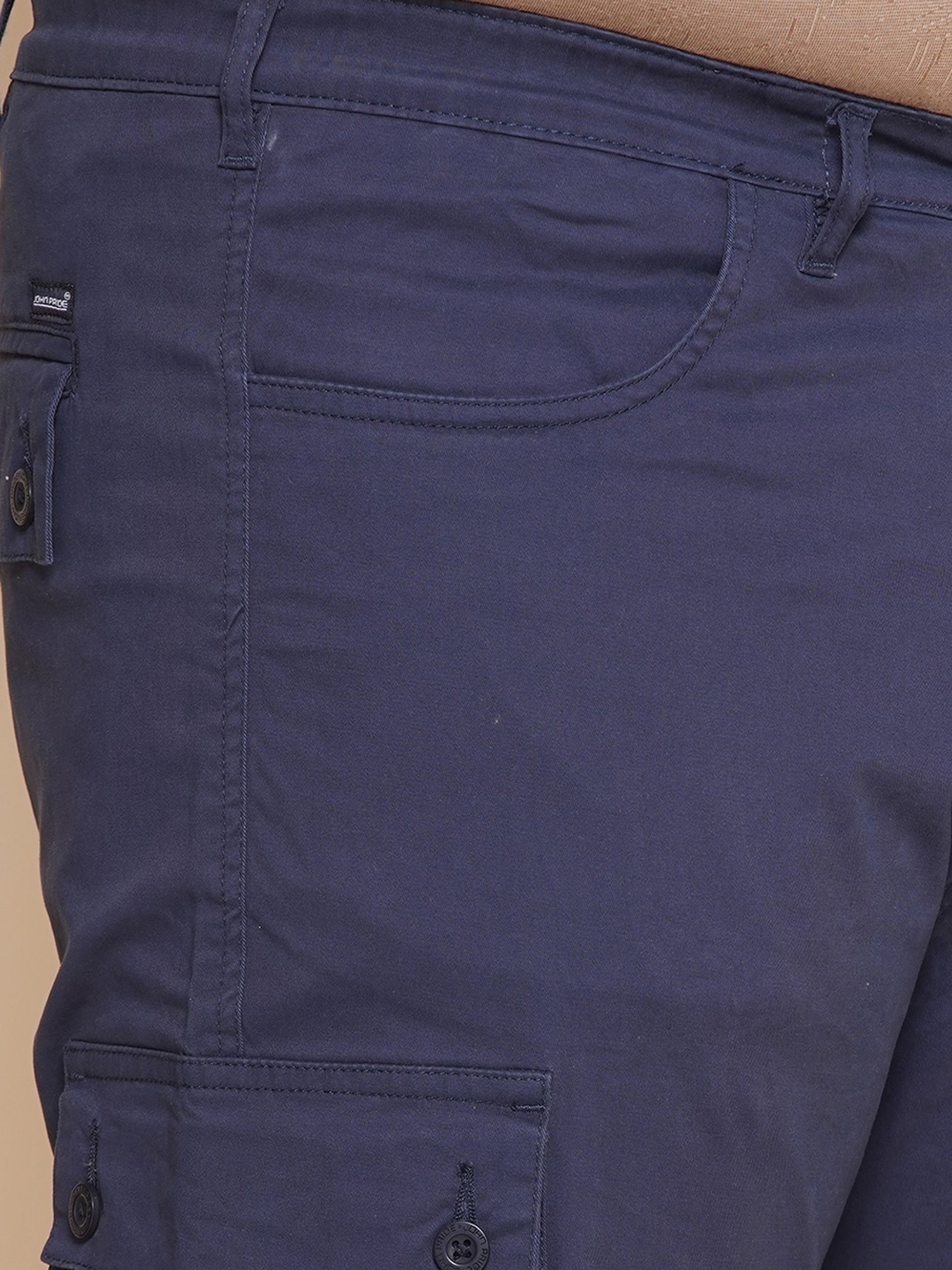John Pride Navy Regular Fit Plus Size Cargo Joggers