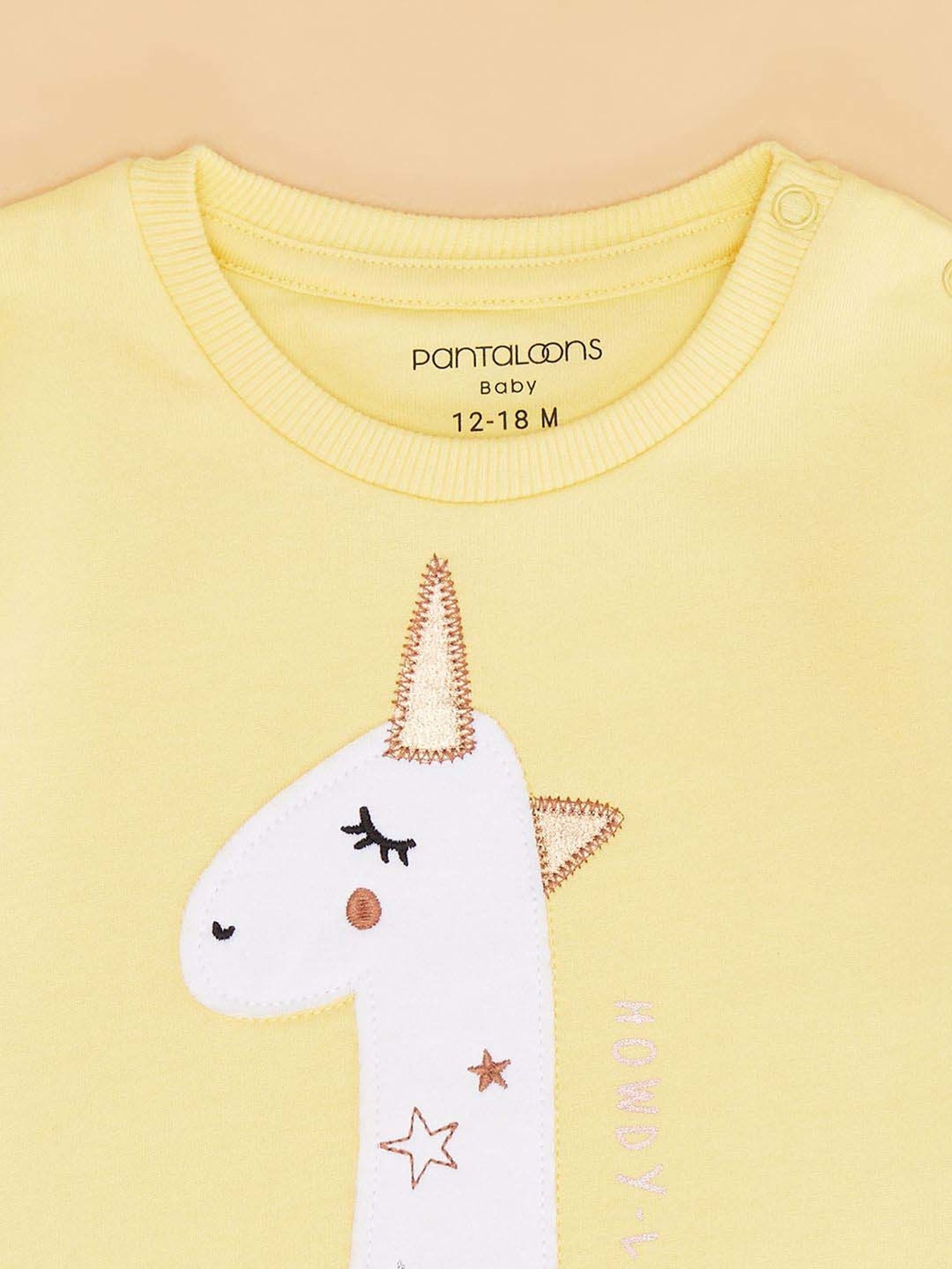 Pantaloons Baby Yellow Cotton Embroidered Full Sleeves Sweatshirt