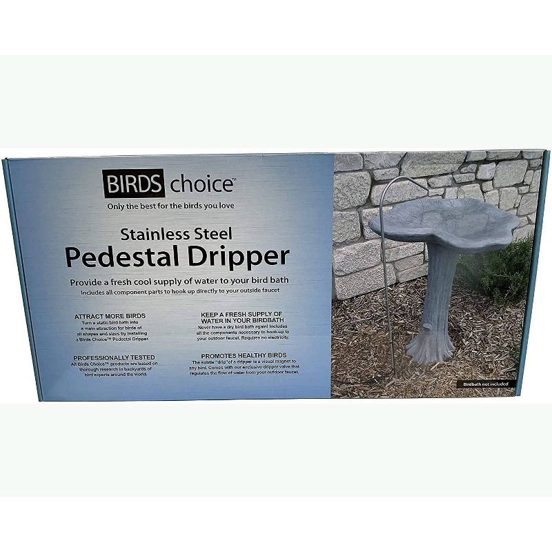 Birds Choice Stainless Steel Pedestal Birdbath Dripper Silver/Black