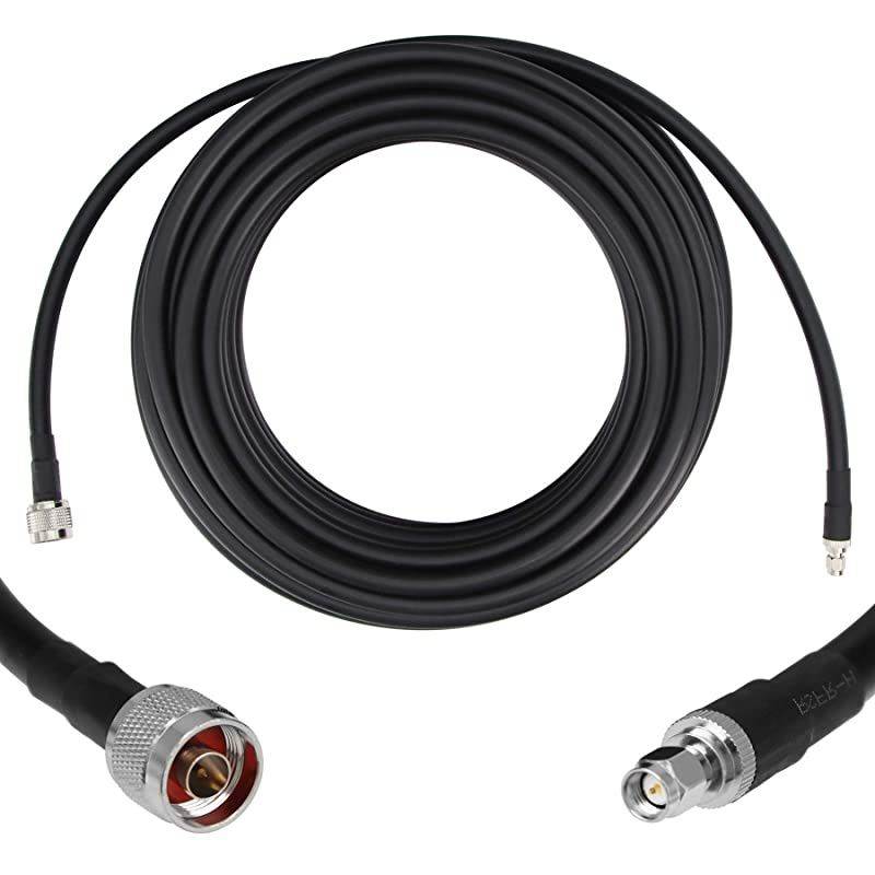 100 ft Low-Loss Coaxial Extension Cable (50 Ohm) SMA Male to N Male Connector,  Pure Copper Coax Cables for 3G/4G/5G/LTE/ADS-B/Ham/GPS/WiFi/RF Radio to Antenna or Surge Arrester Use (Not for TV)