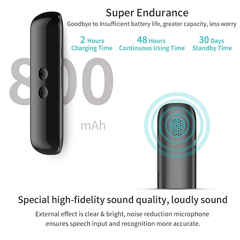 Language Voice Translator Device RealTime 2Way Translations Supporting 72 Languages for Travelling Learning Shopping Business Chat Recording Translations Bluetooth G5