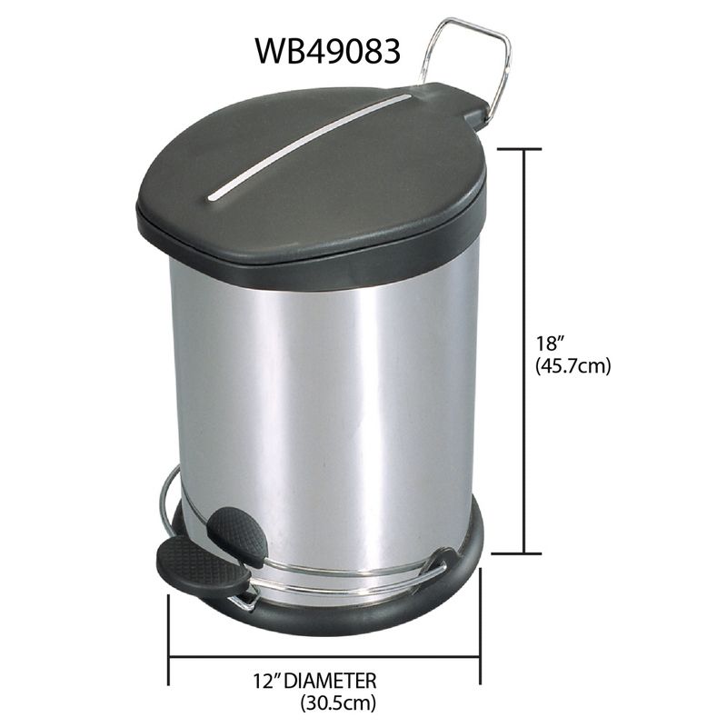 Home Basics 20 Liter Brushed Stainless Steel  with Plastic Top Waste Bin, Silver