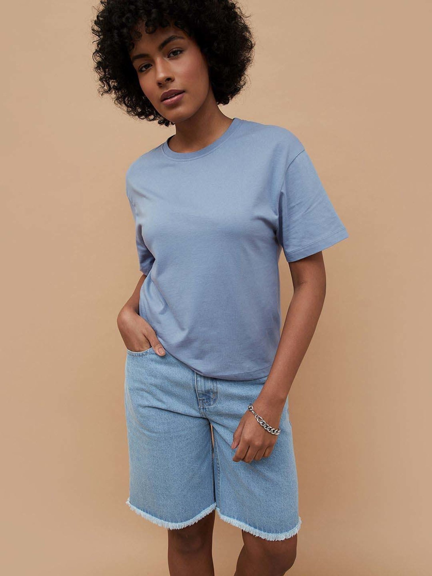 Fame Forever by Lifestyle Blue Cotton Plain T-Shirt