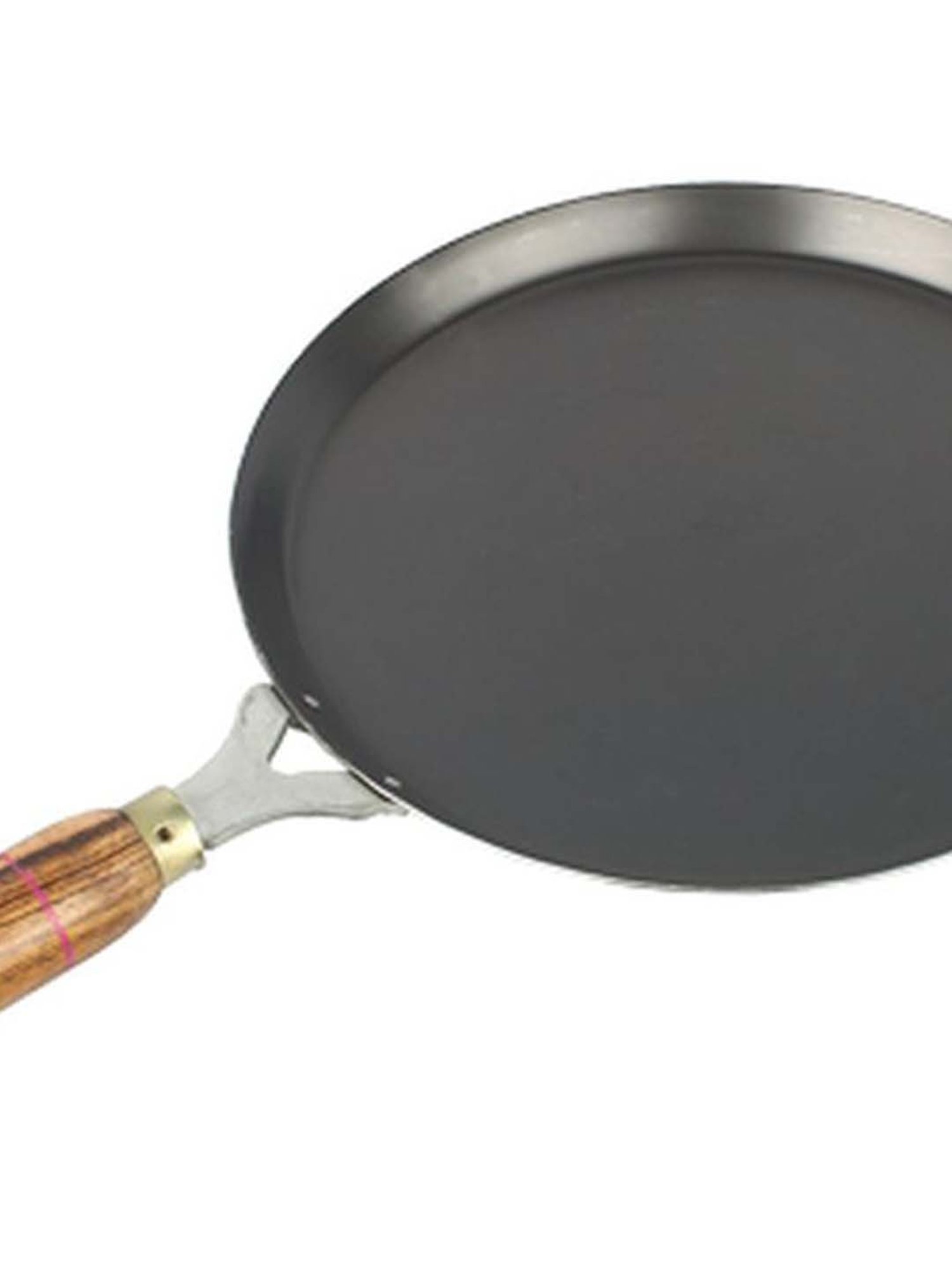 The Indus Valley Induction Friendly Iron Tawa with Wooden Handle - Set of 1