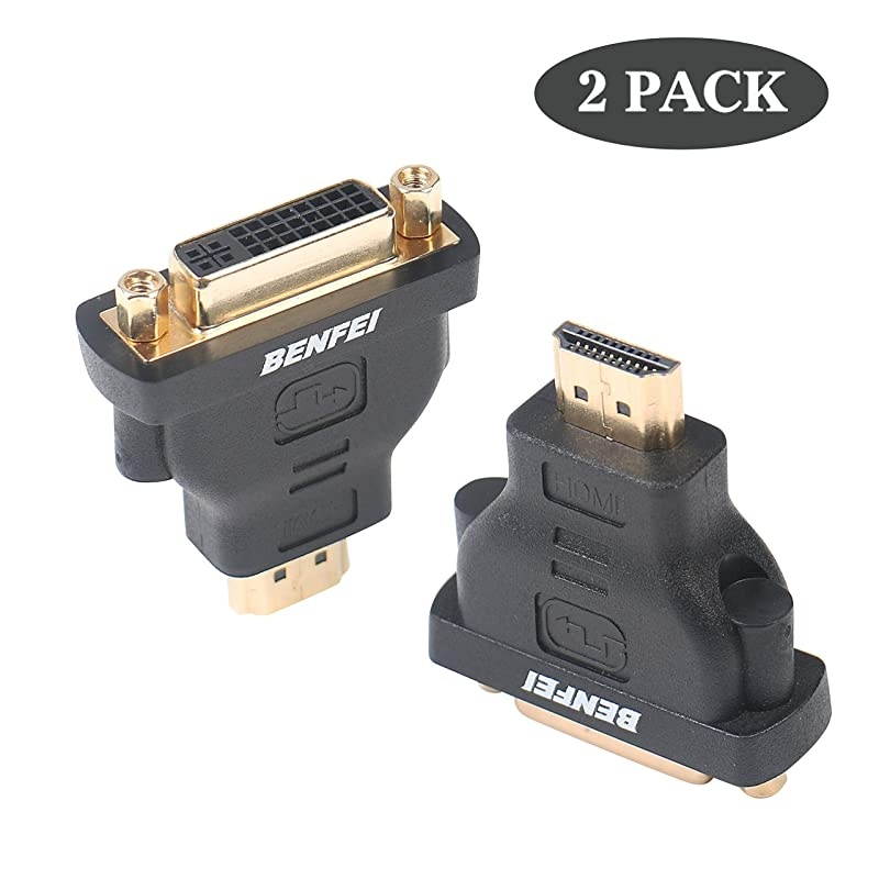 HDMI to DVI Adapter  HDMI to DVID DVI Bidirectional Converter Male to Female with GoldPlated Cord 2 Pack