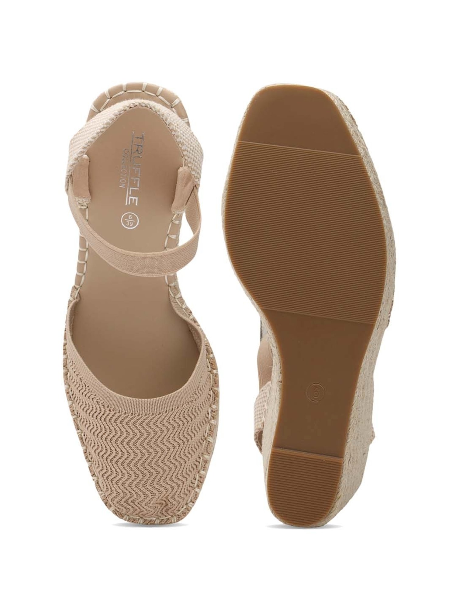 Truffle Collection Women's Beige Ankle Strap Wedges