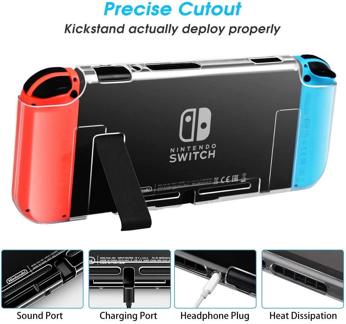 HEYSTOP Case Compatible with Nintendo Switch Case Screen Protector,TPU Protective Heavy Duty Cover Case for Nintendo Switch with Shock Absorption and Anti-Scratch (Black)