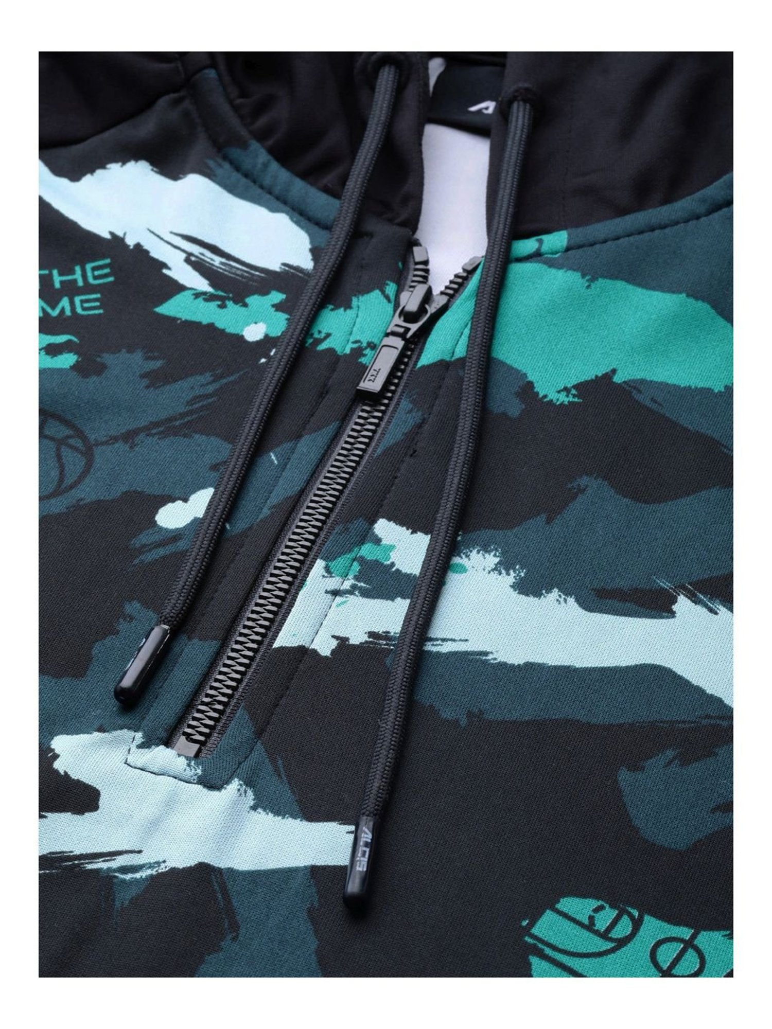 ALCIS Blue & Black Regular Fit Camouflage Hooded Sweatshirt