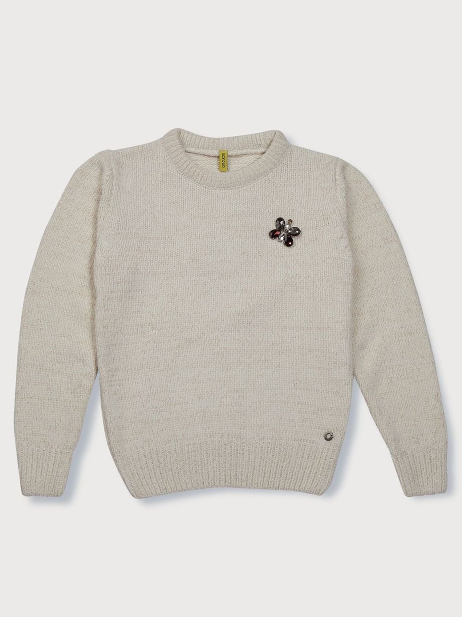 Elle Kids Black Solid Full Sleeves Sweater