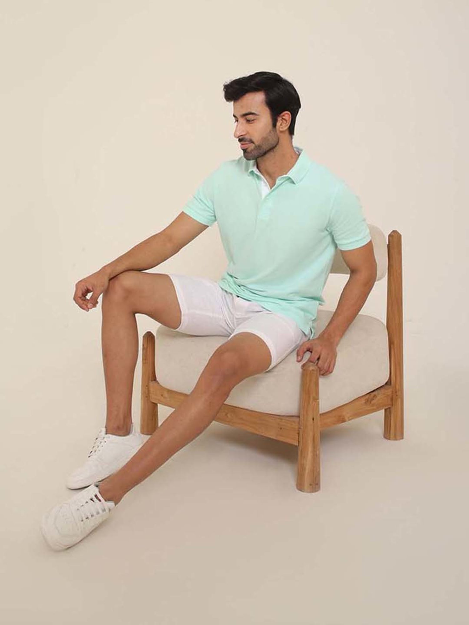 SUBTRACT Ice Green Regular Fit Cotton Polo T-Shirt