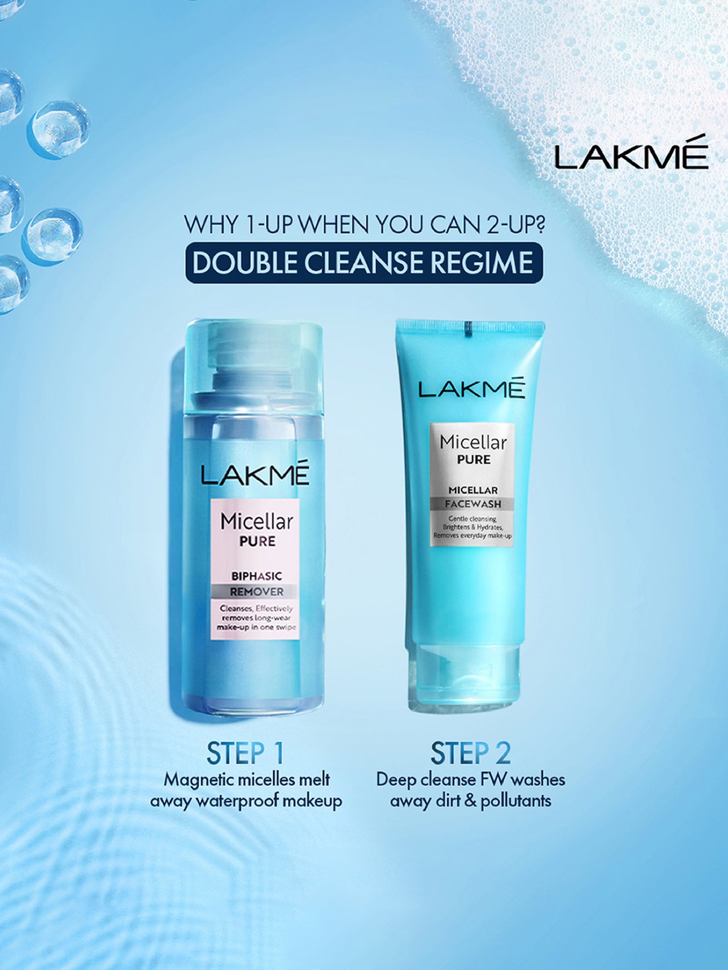 Lakme Micellar Pure Biphasic Remover for Makeup Removal - 100 ml