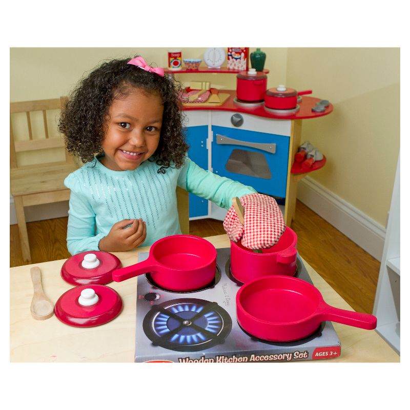 Melissa & Doug Stir and Serve Cooking Utensils (7pc) - Stainless Steel and Wood