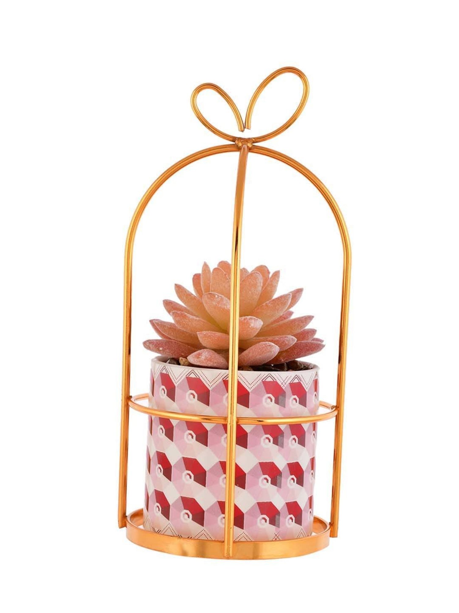 Tayhaa Multicolor Ceramic Artificial Plant With Planter In A Stand