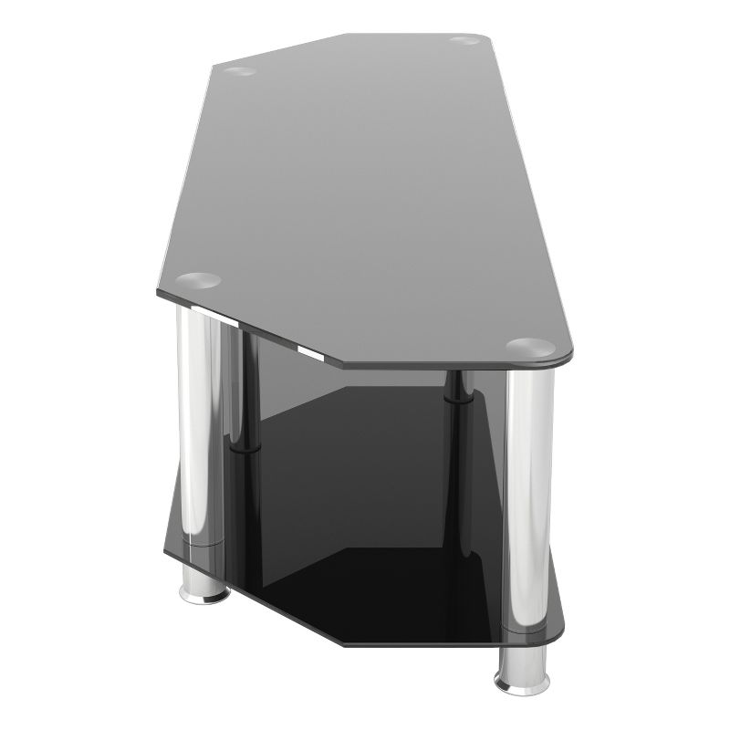 65" TV Stand with Glass Shelves - Silver/Black