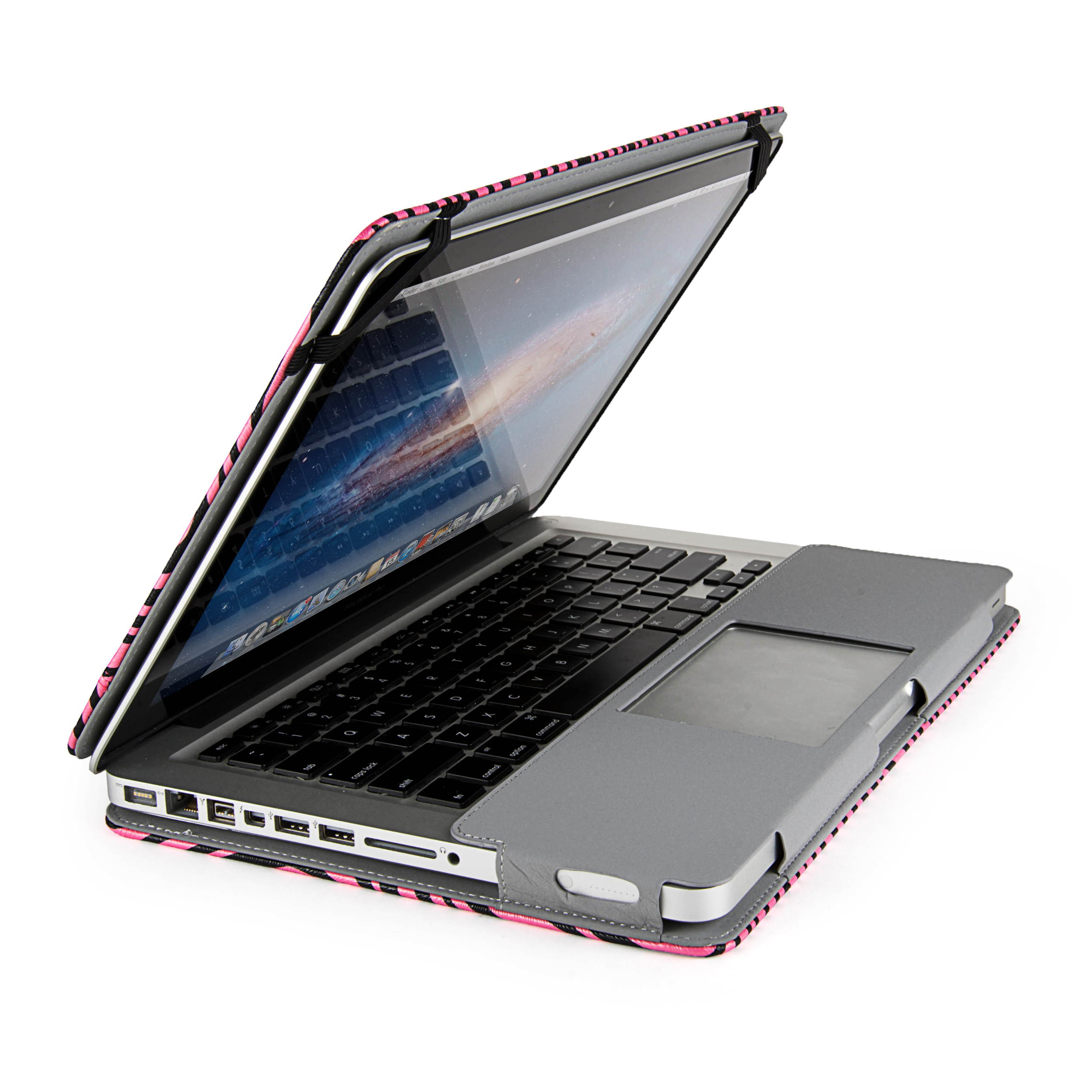 Pink/Black Zebra VanGoddy Mary Portfolio Case for 13in MacBook Pro