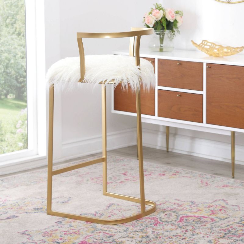 30" Zafir Faux Fur Barstool White - Abbyson Living