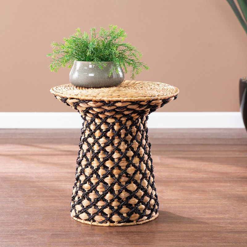 Skernan Woven Accent Table Natural/Black - Aiden Lane
