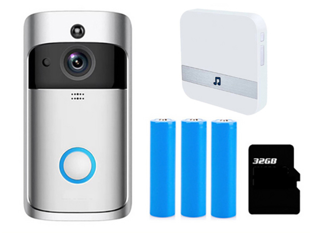 Wireless Video Doorbell, Waterproof WiFi Doorbell Security Camera with Chime 32G SD Card, Cloud Storage, Two-Way Talk, PIR Motion Detection, Night Vision 1280&times;720P