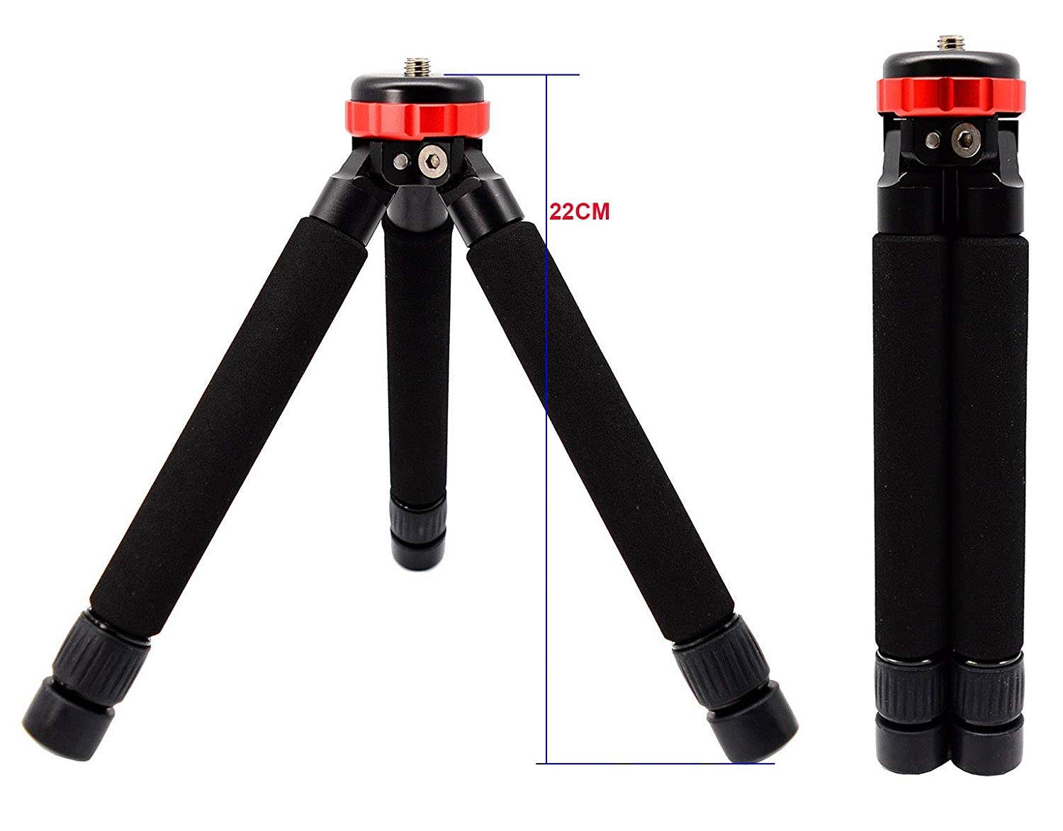 Koolehaoda Desktop Mini Tripod,Portable Tripod for 1/4 or 3/8 Monopods, SLR Camera,Maximum Height:33cm/13inch,CNC Manufacturing Process,(MT-02)