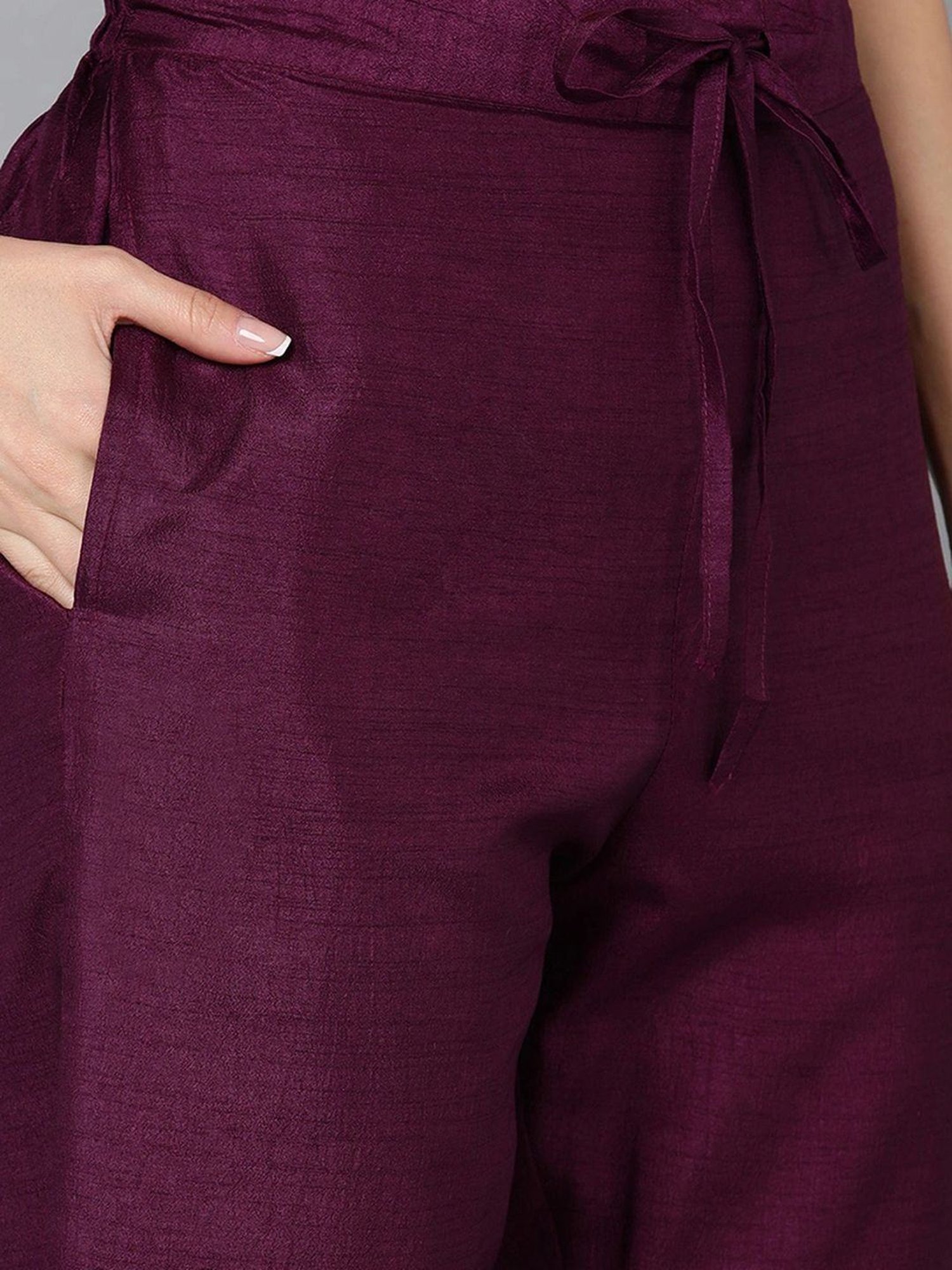 Vaamsi Purple Embroidered Kurta Pant Set With Dupatta