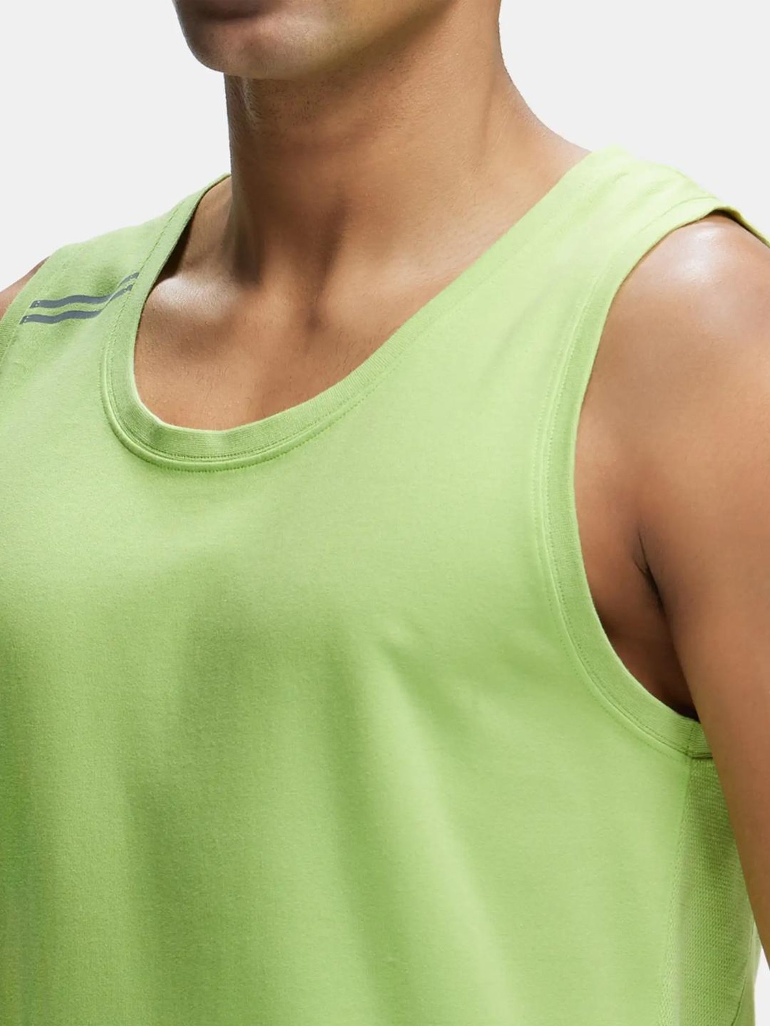 Jockey MV06 Men's Super Combed Cotton Blend Solid Low Neck Tank Top With Breathable Mesh