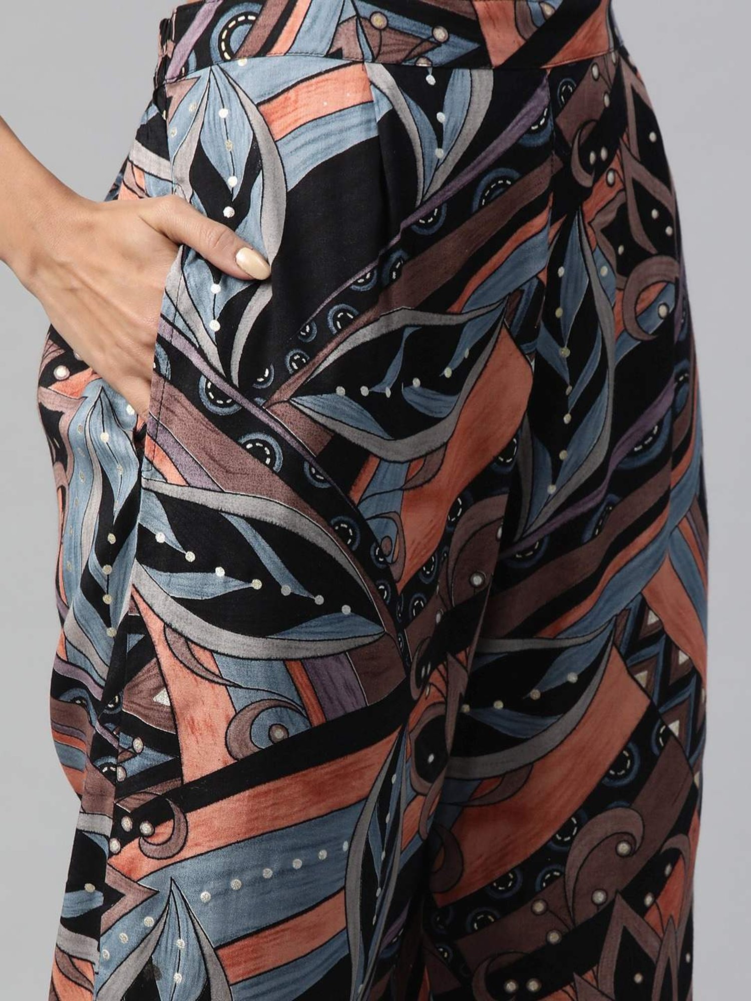 READIPRINT FASHIONS Black Printed Top Pant Set