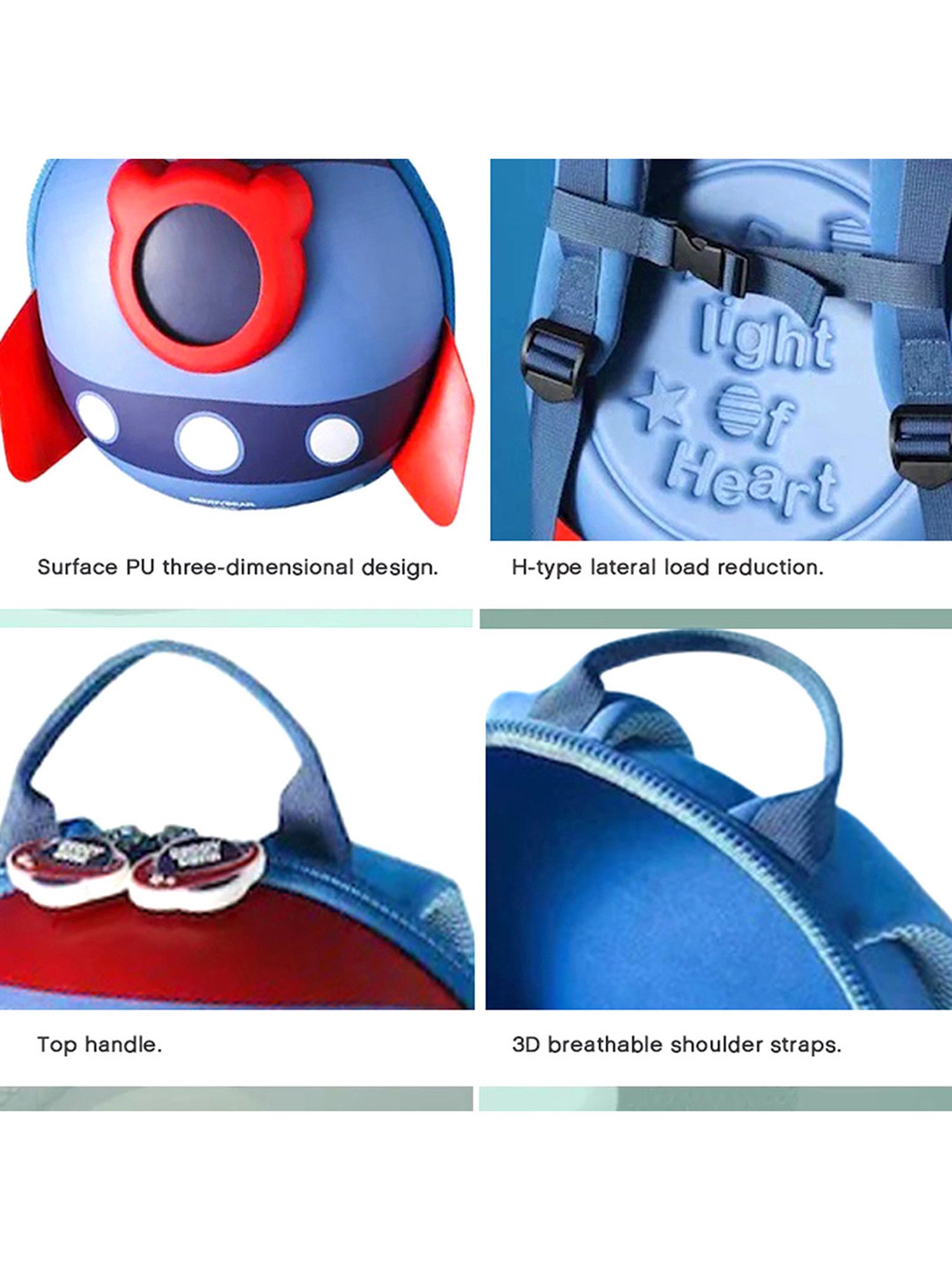 Little Surprise Box Space Capsule 3d Fins Blue Printed Backpack