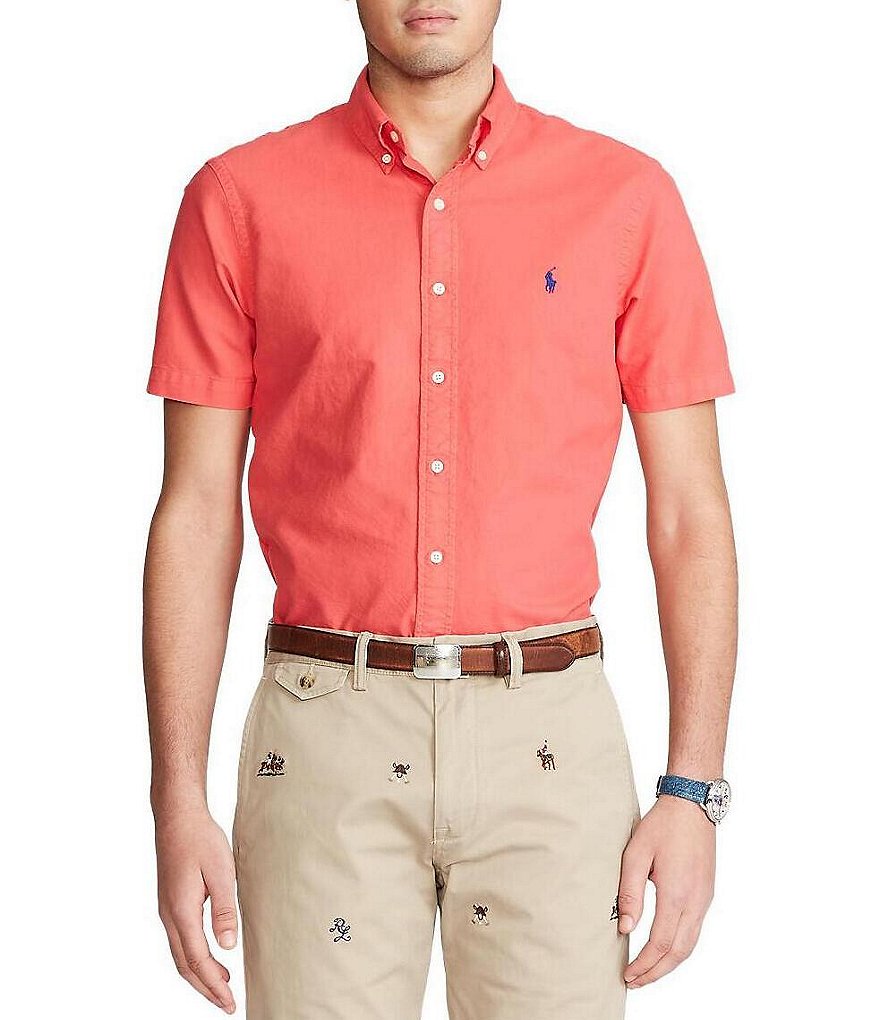 Polo Ralph Lauren Solid Garment-Dye Twill Short-Sleeve Woven Shirt