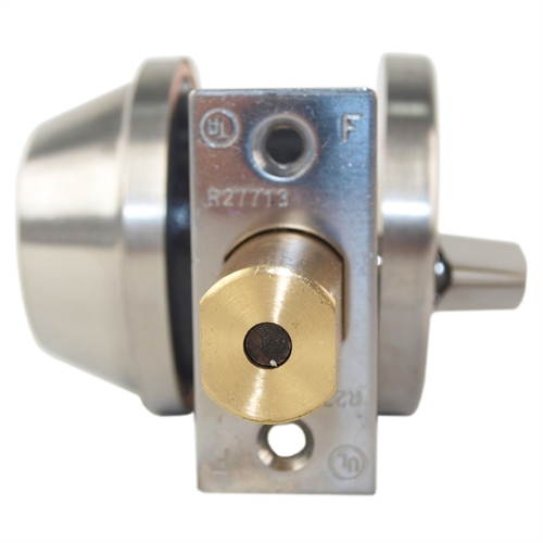 Mul-T-Lock Junior - Brushed Stainless Steel US32D Finish Single Cylinder Cronus Deadbolt Adj Backset Grade 2, HIGH SECURITY, 008 KEYWAY
