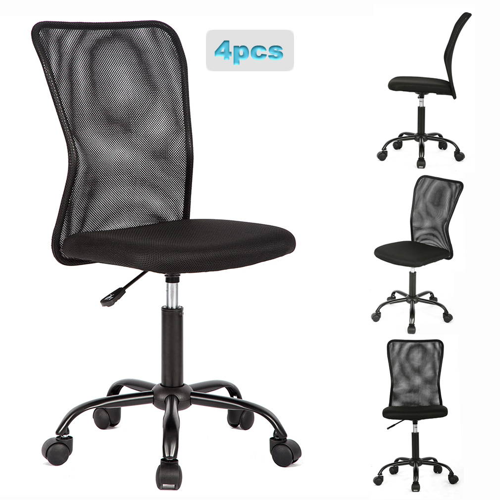 Set Of 4 Mid-Back Mesh Office Chair Computer Task Swivel Seat Ergonomic Chair