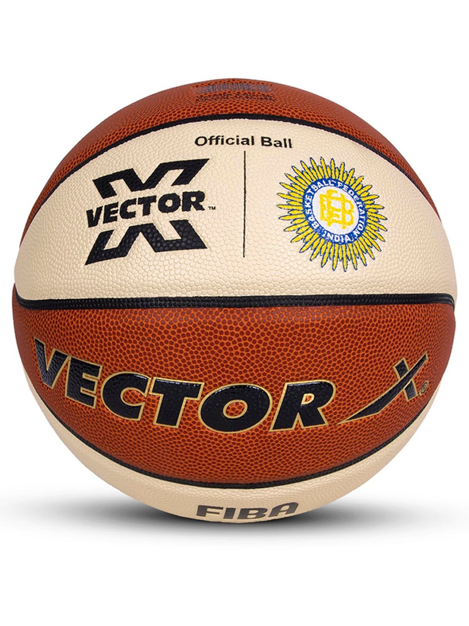 Vector X HG-100 Federation of India FIBA Level 1 Approved Premium Basketball (Brown & Cream) Size -7