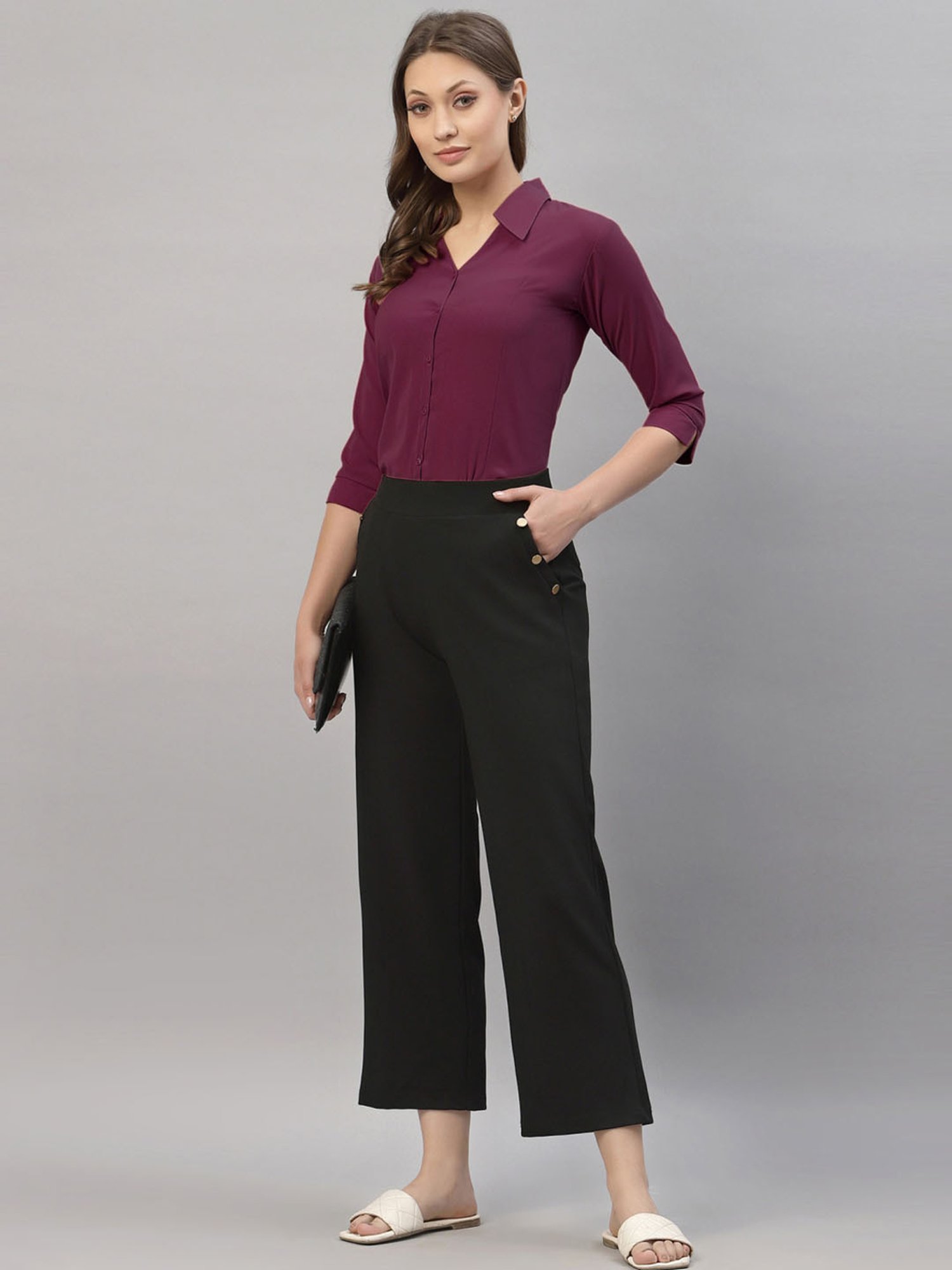 SELVIA Wine Regular Fit Formal Shirt