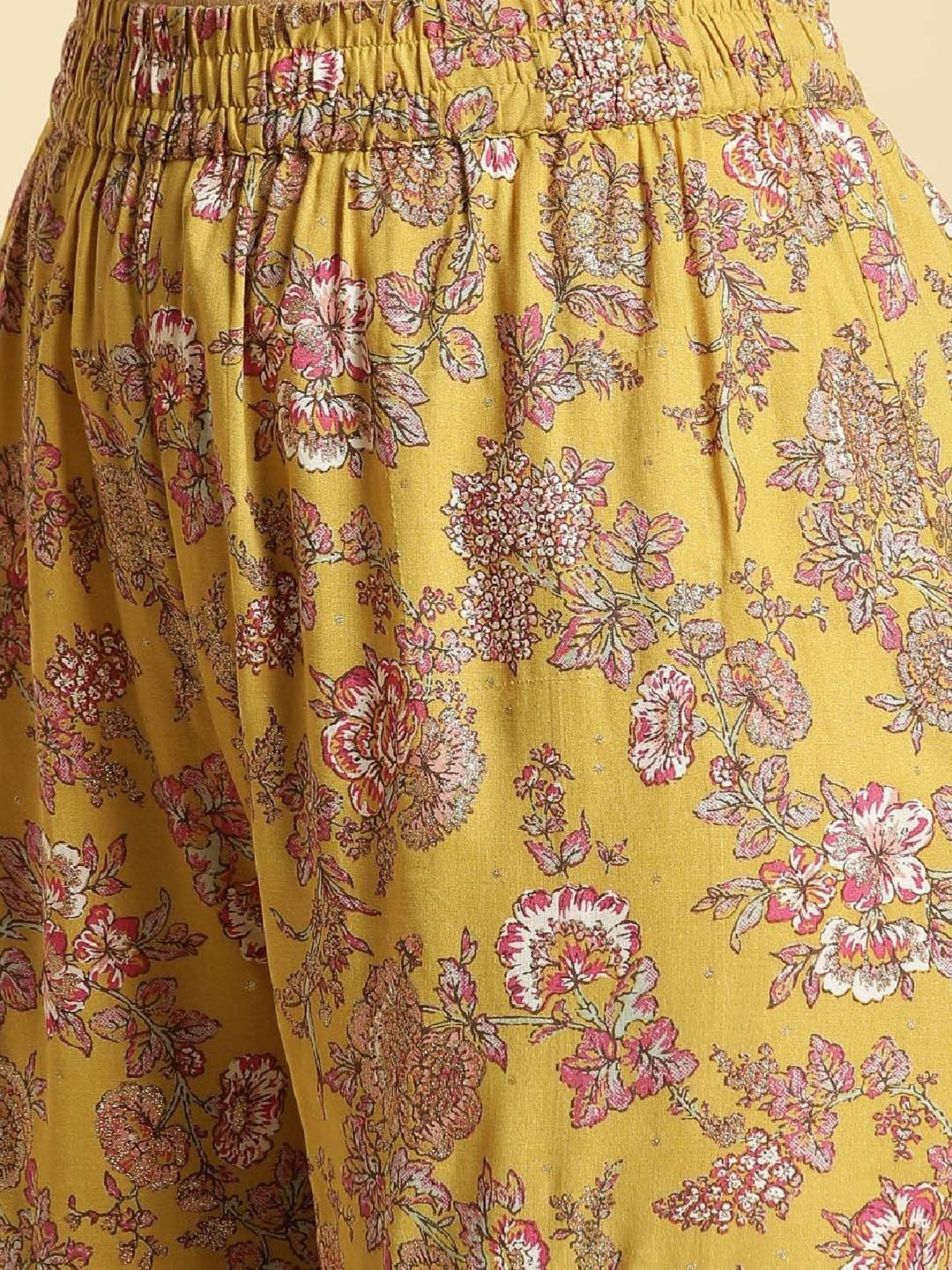 W Yellow Printed Kurti Sharara Set With Dupatta