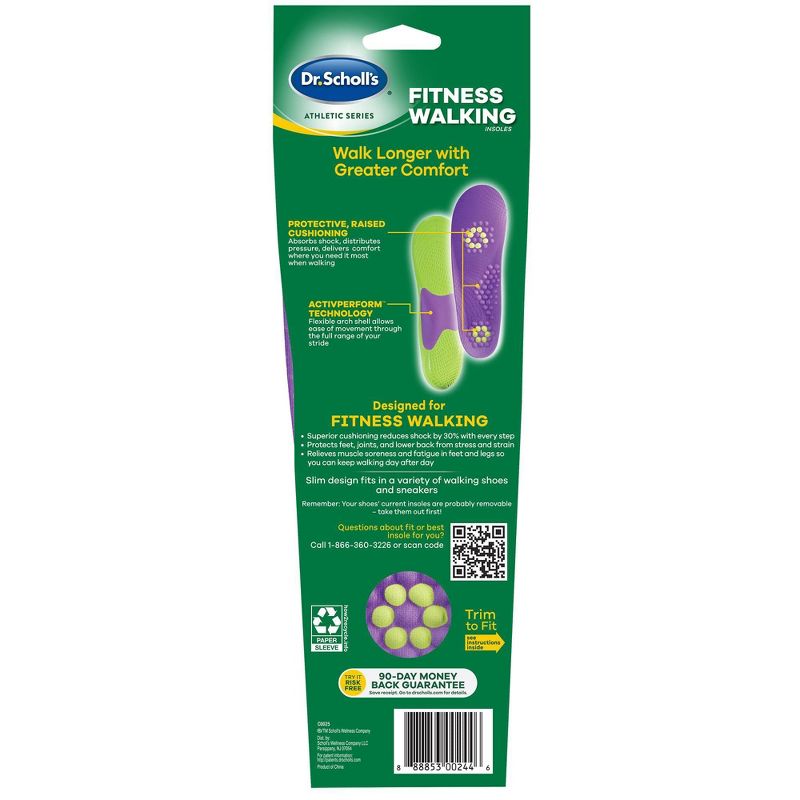 Dr. Scholl's Athletic Series Fitness Walking Insoles Women Size 6-10