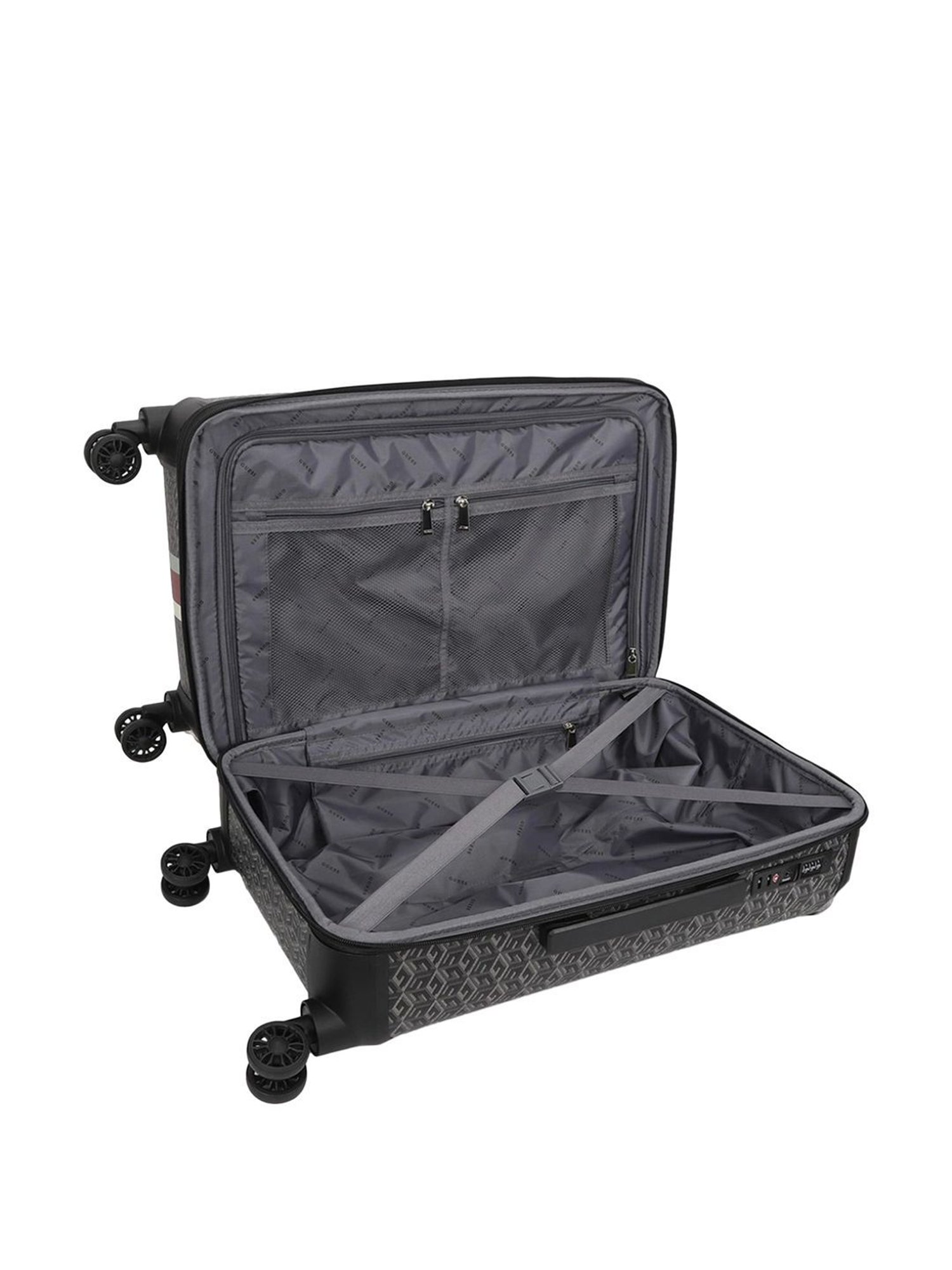 Guess Charcoal Logo  Medium Hard Cabin Trolley Bag