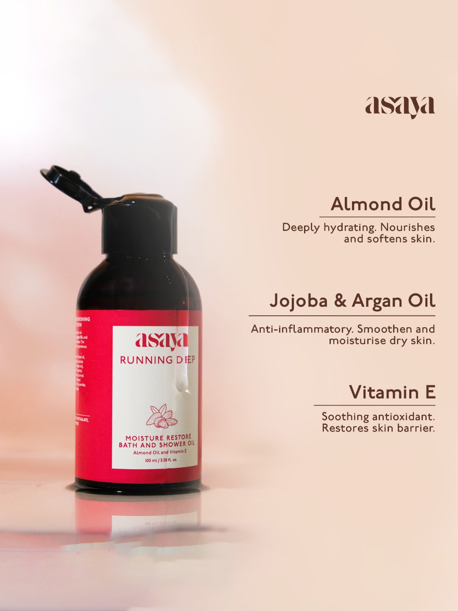 Asaya Almond Shower Body Cleansing Oil - 275 ml