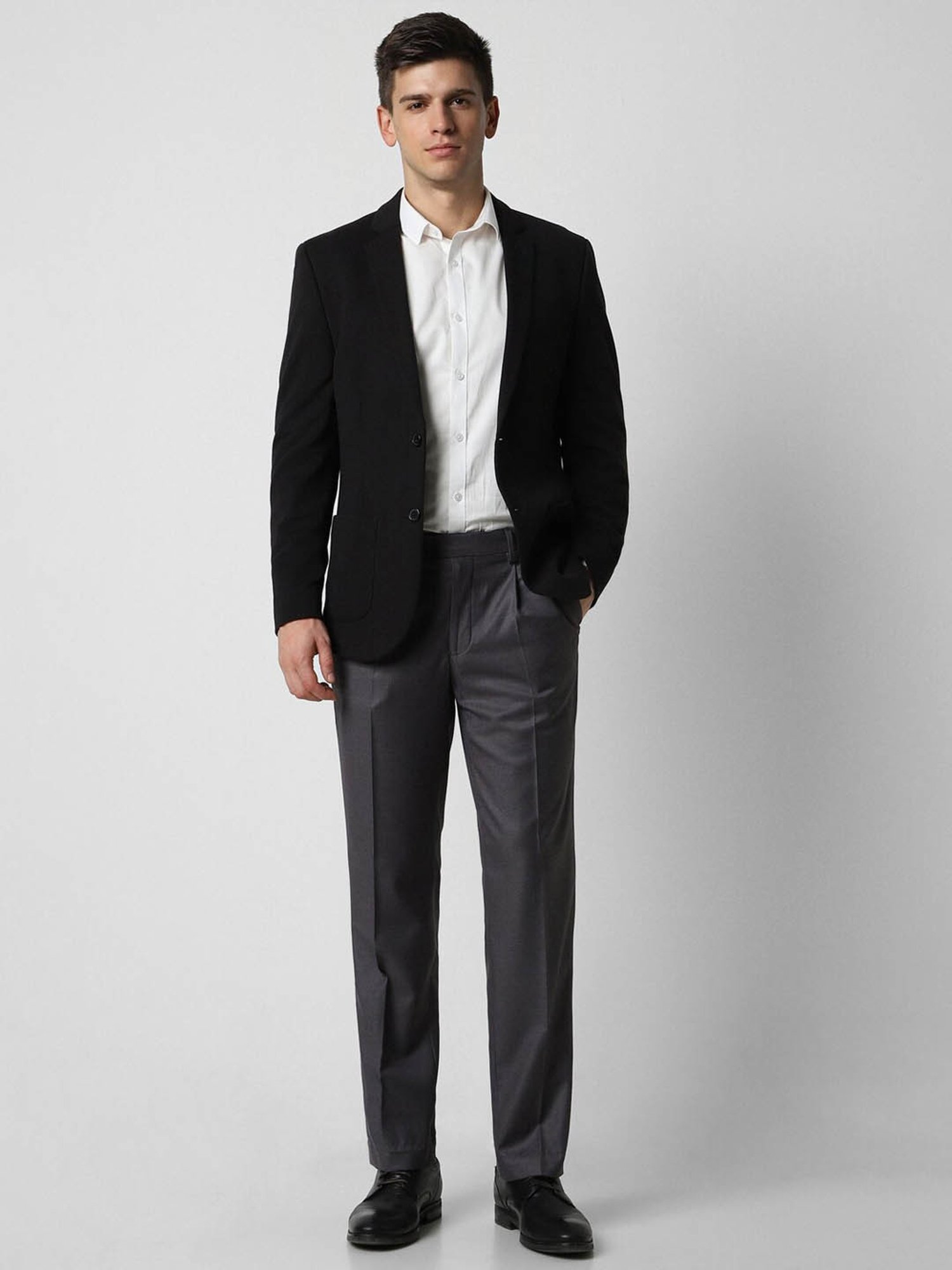 Van Heusen Shine Grey Regular Fit Trousers