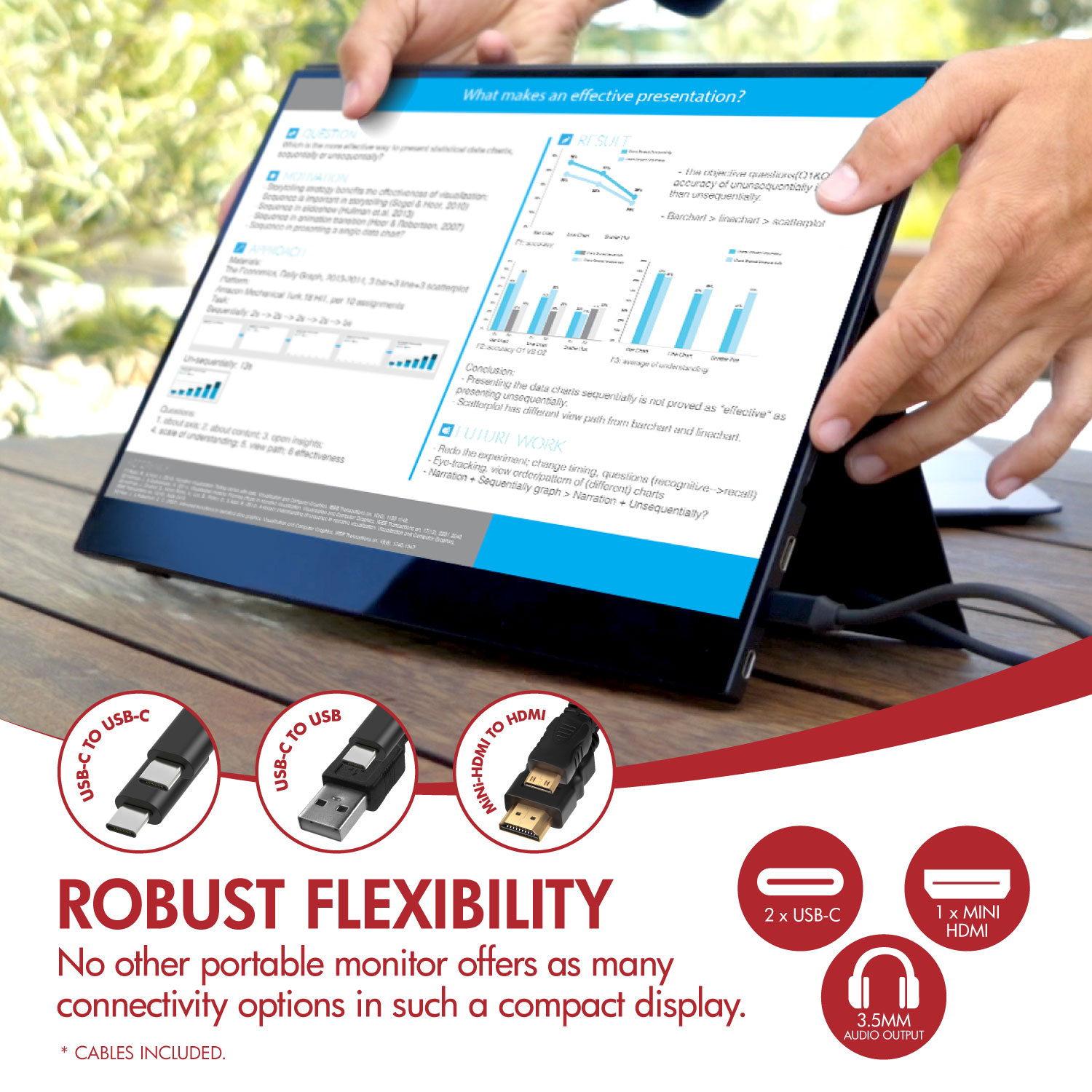 VIOTEK LinQ Touch 16" Portable Touchscreen Monitor, 1920 x 1080 p Full HD, Ultra-Slim IPS w/ FreeSync USB-C, HDMI, 3.5mm Port with Speakers USB-C (Model: P16CT)