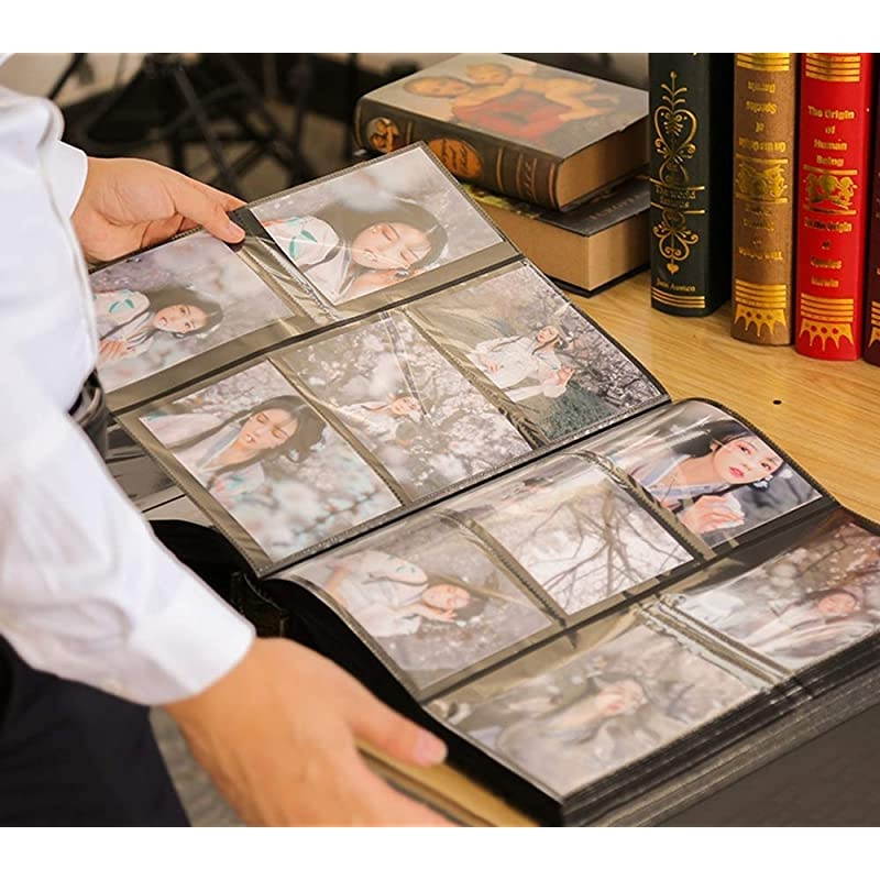 Photo Picutre Album 4x6 500 Photos, Extra Large Capacity Leather Cover Wedding Family Anniversary Photo Albums Holds 500 Horizontal and Vertical Photos (Black)