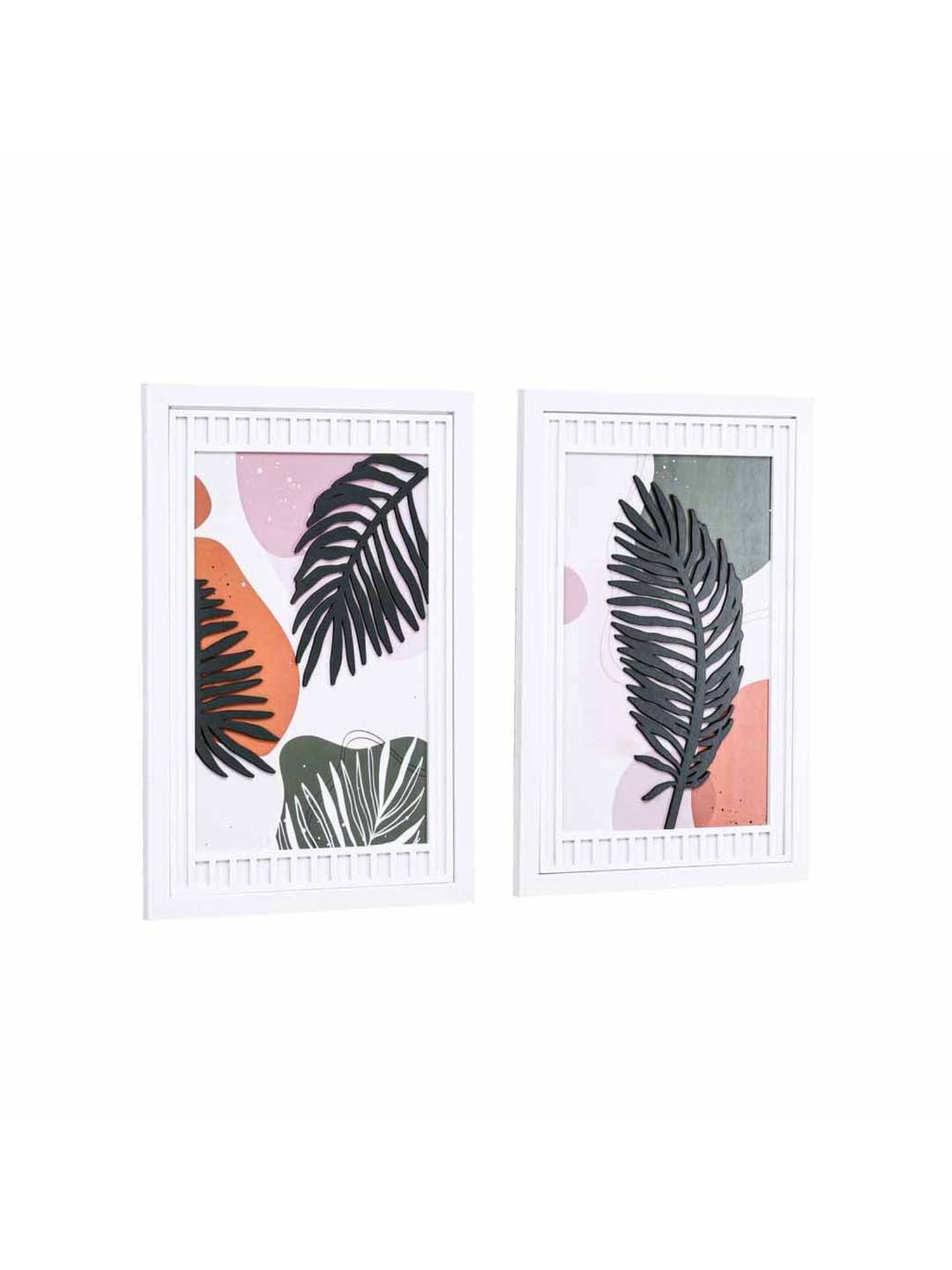 @Home Multicolor Mdf Foliage 3D Wall Paintings - Set of 2