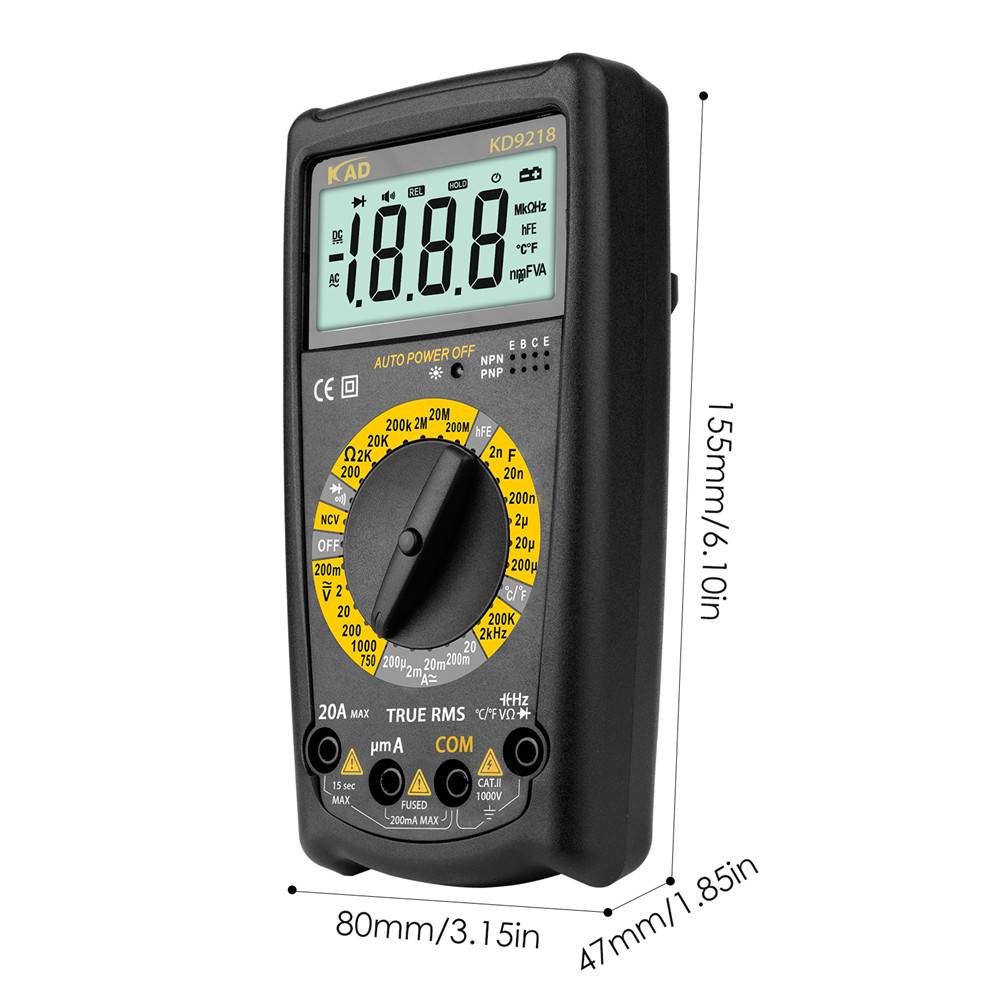 Digital Multimeter with Test Pencil Portable LCD Display Multimeter AC/DC Voltage Tester Voltmeter Ammeter