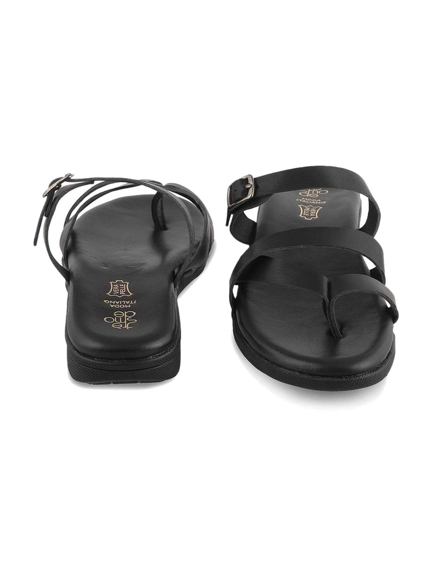 Tresmode Women's Black Toe Ring Sandals