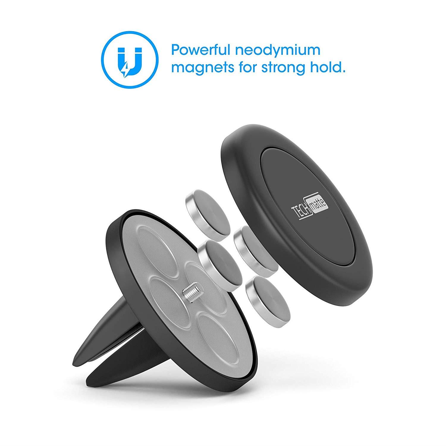 TechMatte MagGrip Air Vent Magnetic Universal Car Mount Holder for Smartphones including iPhone X, 8, 7, 6, 6S, Galaxy S8, S7, S7 Edge