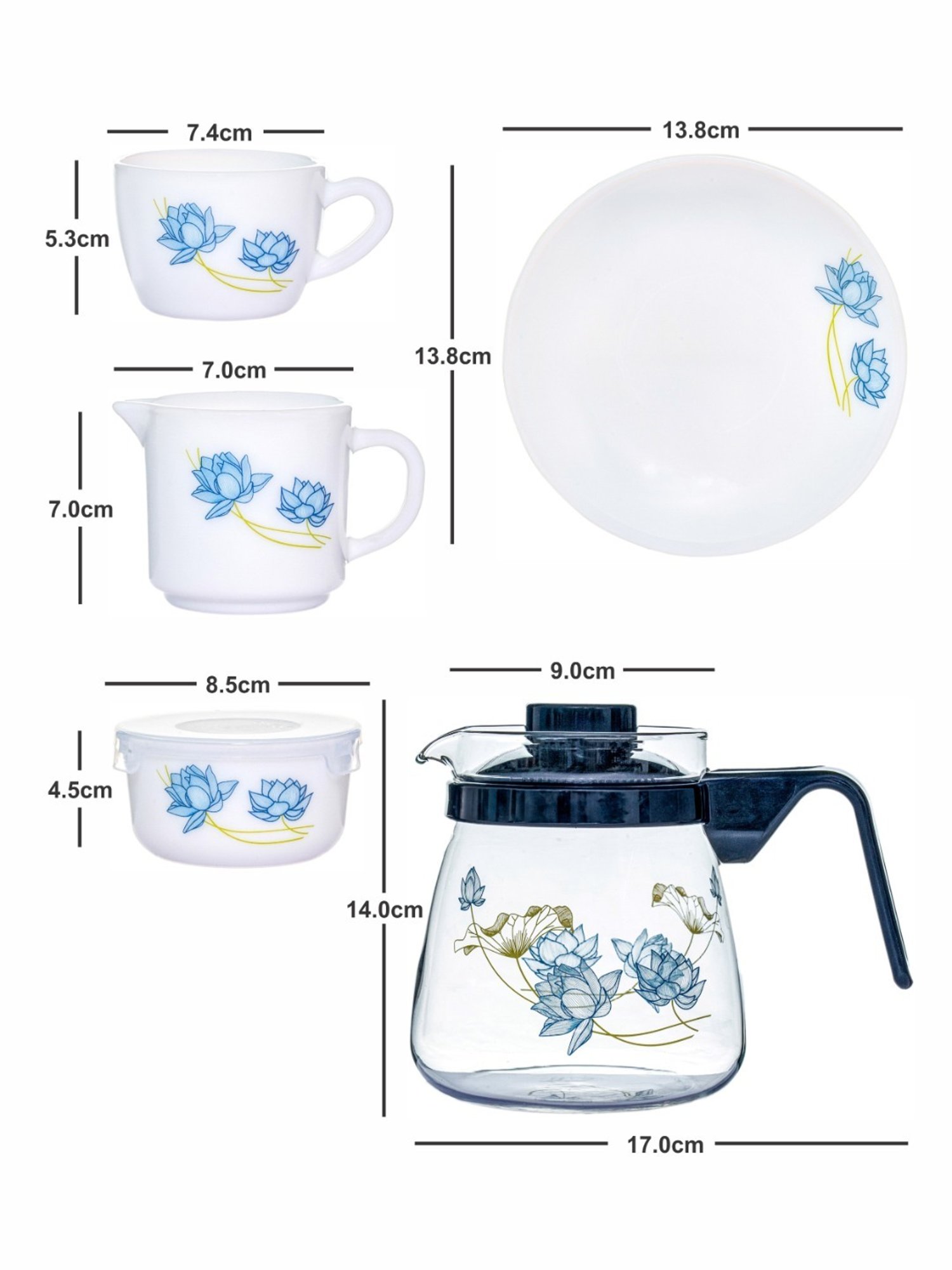 Cello Multicolor Opalware 15pcs Tea Set