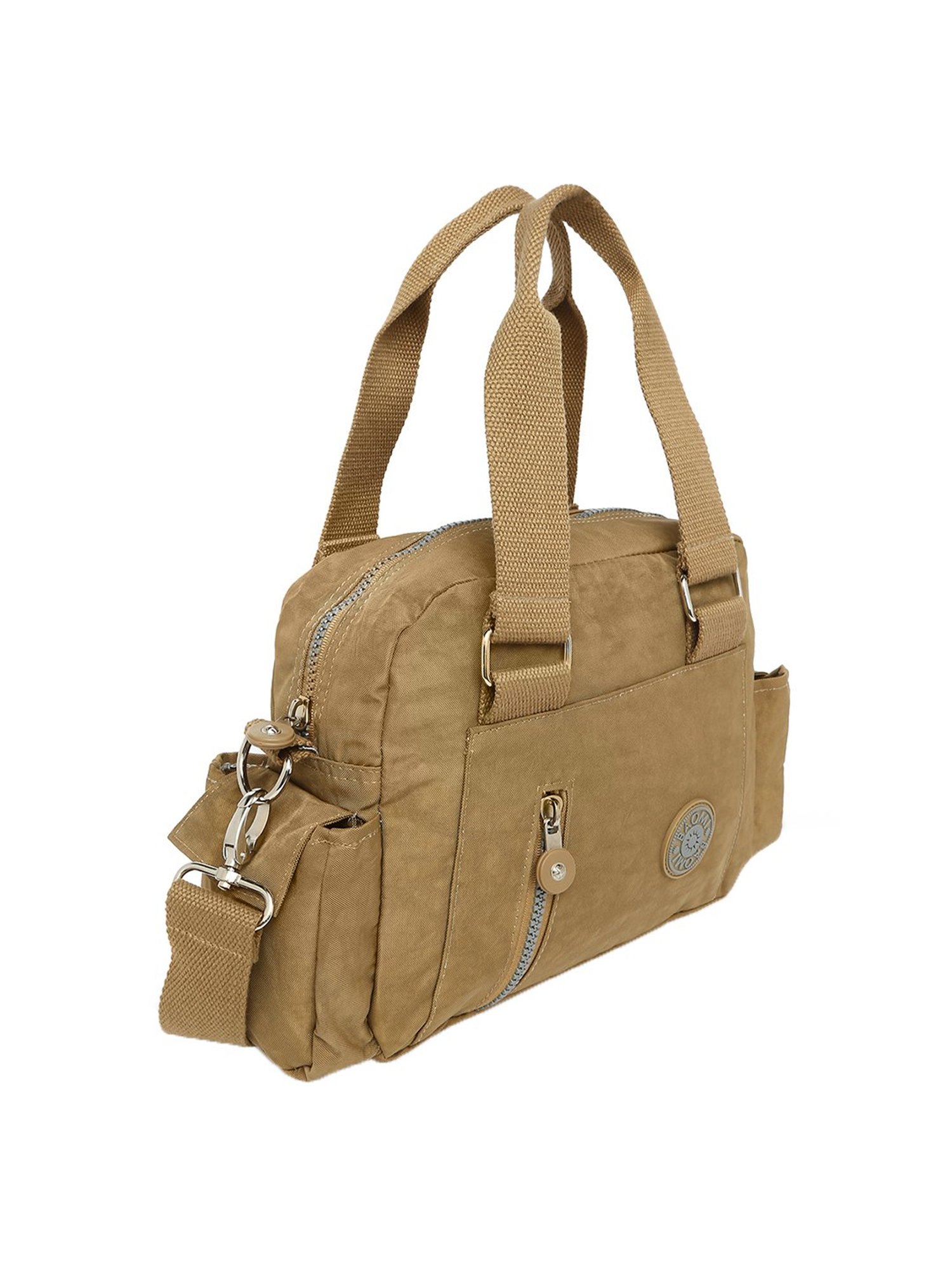 Baomi Beige Solid Medium Handbag